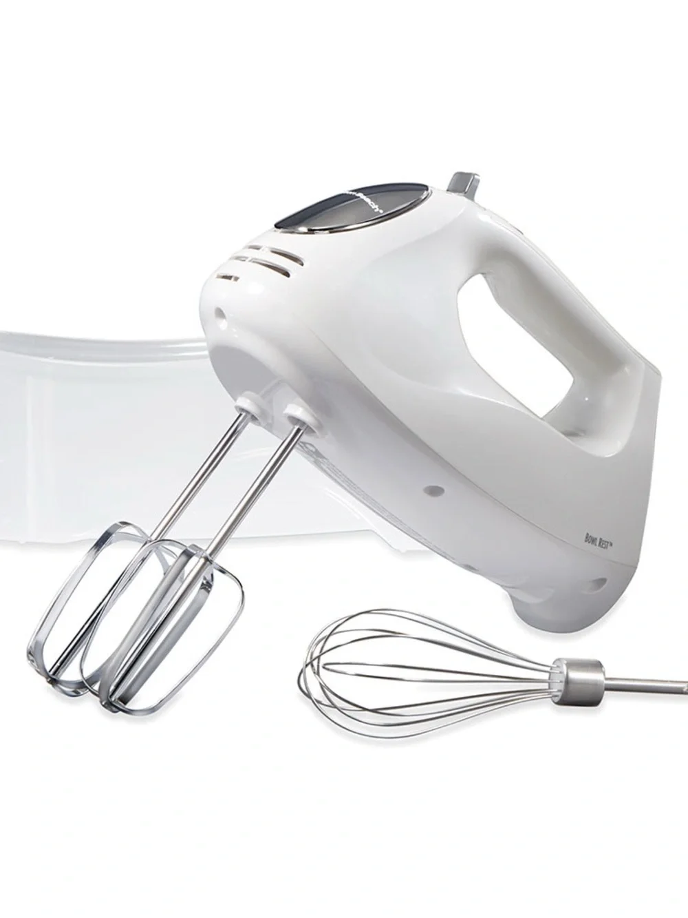 Hamilton Beach White and Silver Hand Mixer with QuickBurst